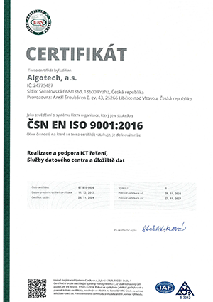 Certifikát ISO 9001:2016